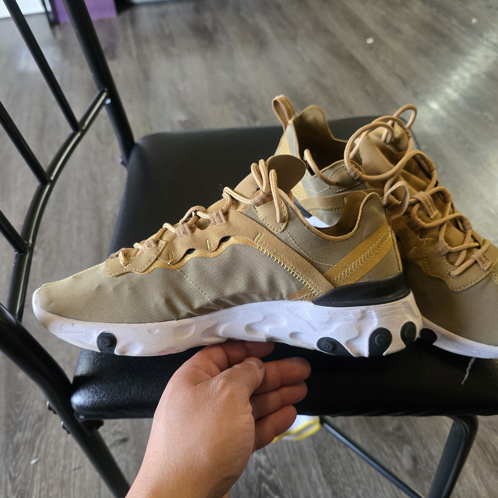 Nike React Element 55 Metallic Gold Men 8 Metallic Gold Run Shoes BQ6166-700 - Picture 4 of 11